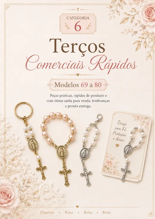 Página do Catálogo de Terços apresentando uma categoria de modelos prontos para montar