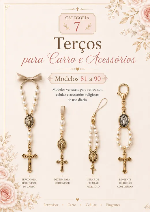 Página do Catálogo de Terços apresentando uma categoria de modelos prontos para montar