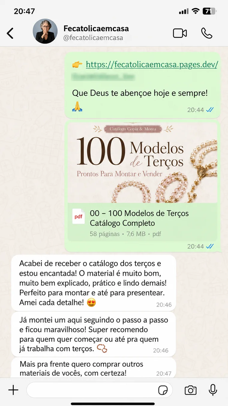 Cliente elogia o catálogo dizendo que é prático, bem explicado e lindo