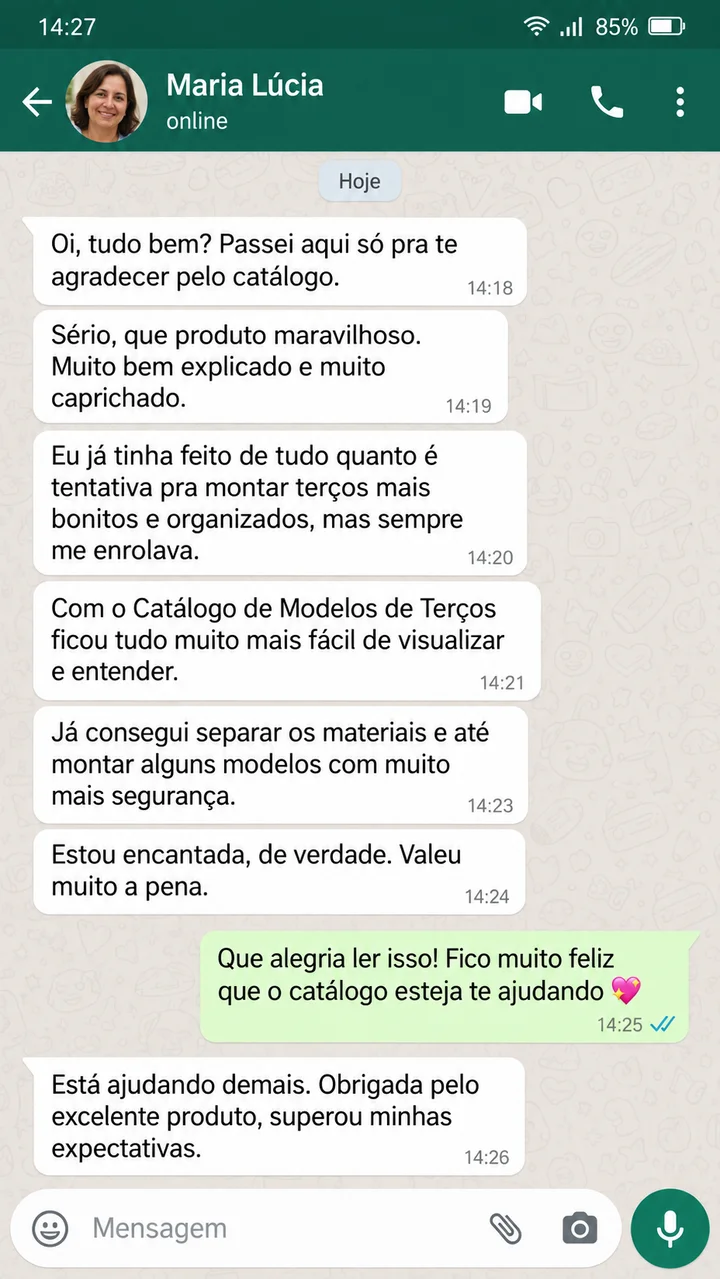 Depoimento de cliente sobre o Catálogo Técnico de Terços